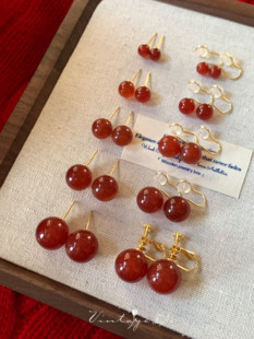 「南红玛瑙」复古高级感新中式，新年显白番茄，红天然红玛瑙耳钉耳夹