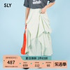 SLY 夏季日系甜美风不规则褶皱条纹半身裙女030GSZ31-2230