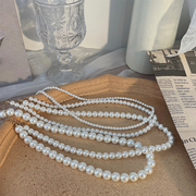 正圆珠气质优雅珍珠项链百搭可调节法式风温柔锁骨链