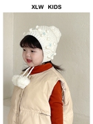手工编织宝宝帽子秋冬保暖护耳儿童毛线帽男童女童可爱保暖针织帽