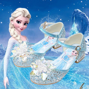 女童凉鞋2023夏季高跟爱莎包头小女孩软底公主艾莎水晶儿童鞋