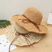 太阳凉帽子女士夏天出游遮阳沙滩，草帽遮脸防紫外线百搭帽防晒草编