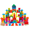 100粒桶装儿童认识数字字母水果动物立体城堡木制积木益智玩具