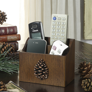 遥控器收纳盒美式客厅木质，茶几小木盒办公室，桌面笔筒遥控板整理盒