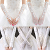 新娘手套婚纱手纱长款白色结(白色结)婚礼服，手袖蕾丝韩式秋冬季缎面红色仙