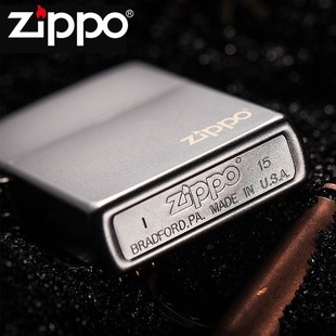zippo打火机正版205ZL商务版镀铬磨砂进口芝宝露营生火男
