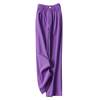 紫色西装裤子女直筒长裤显高遮肉高腰阔腿裤，春夏休闲裤垂坠拖地裤