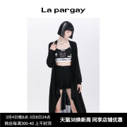 lapargay纳帕佳女装，黑色上衣个性时尚气质，长袖毛织拼接针织衫