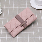 2023女士长款钱包卡包一体复古韩版小清新三折叠手拿包皮夹