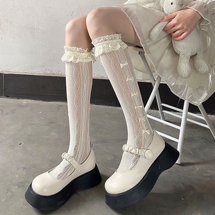 甜美复古蕾丝jk堆堆袜~~可爱软妹镂空网袜学生短袜透气夏季薄款