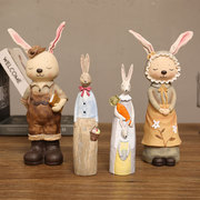 创意可爱树脂桌面情侣小兔子，小摆件儿童，房间ins风家居饰品工艺品