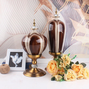 现代家居装饰欧式时尚冰裂纹花瓶三件套高档软装饰品手工艺品摆件