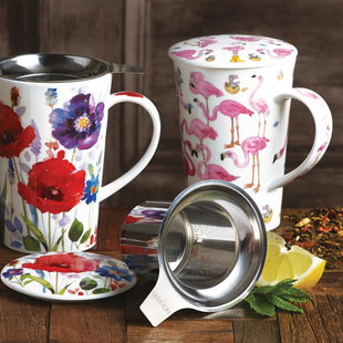 dunoon英国骨瓷杯子带盖马克杯，红茶杯进口杯子办公室陶瓷水杯泡茶