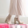 RANDA 24春季时尚网纱质感粗跟露趾透视短靴 PC33021