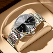 瑞士品牌双日历男士手表防水夜光超薄石英表直播