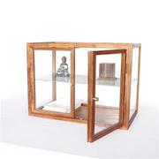 实木玻璃展示陈列柜透明面包摆件饰品商用小型茶具移动收纳柜