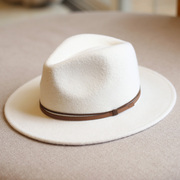 纯色爵士帽纯色礼帽女英伦风复古羊毛帽毛呢帽(毛，呢帽)毡帽出游逛街短檐潮