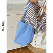 梵花不语学生文艺帆布包时尚潮包休闲单肩包女设计感托特包小拎包