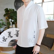 夏季潮男中国风短袖T恤民族新中式绣花宽松上衣