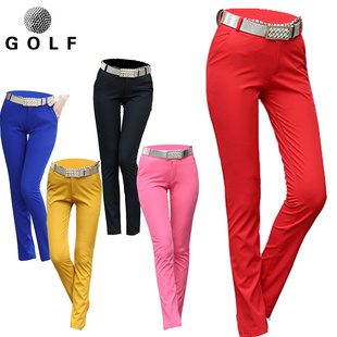 高尔夫球服装女裤子速干长裤，弹力直筒裤运动休闲裤，修身显瘦中腰