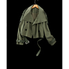 爱琴海女装Upinlook高端拼羊皮 短款宽松双排扣军绿风衣外套89782
