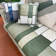 田园绗缝拼布全棉布艺加厚防滑沙发，四季通用垫纯棉坐垫高档