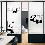 搞笑熊猫厨房玻璃门贴纸家用客厅阳台卫生间推拉移门卡通装饰贴