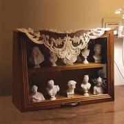 翻盖杯子盲盒手办娃娃桌面，置物柜化妆品展示架水杯，实木质复古收纳