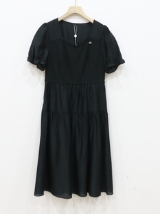 商场同款羽莎yst42l0169时尚拼接收腰显瘦天丝，连衣裙2024夏季女装