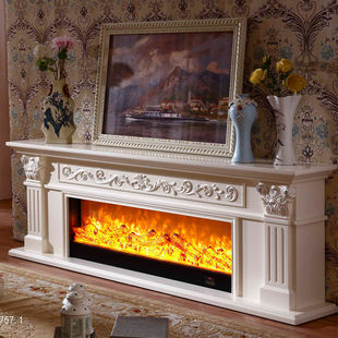 法式1.2/1.5/2米实木美式壁炉电视柜装饰柜架炉芯取暖家用仿真火