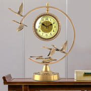 高档纯铜新中式客厅座钟黄铜钟表台钟风水摆件静音时装饰钟表