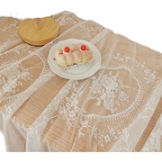 法式蕾丝面料白色网纱镂空纱台桌布diy摄影布甜品台茶几餐布盖布