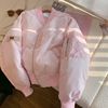 粉色立领加厚棒球服短款外套小个子秋冬时尚甜美减龄夹棉棉服