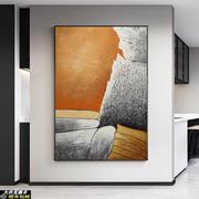 玄关肌理手绘抽象油画客厅美式挂画侘寂风厚油壁画现代装饰画