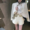 名媛小香风外套，女2023春秋气质，高级感小个子短款白色毛呢上衣