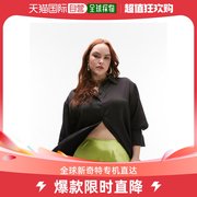 香港直邮潮奢 Topshop 女士 Curve 缎面宽松款衬衫(黑色)