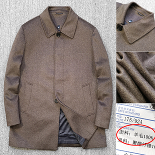 柜1348手工贡针100羊毛，男士毛呢大衣，秋冬商务休闲中长款风衣外套