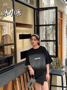 2024春季潮流星空字母宽松大版中长款圆领短袖T恤女韩国正版