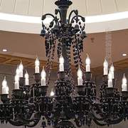 灯吊灯水晶灯双层大厅现代黑色餐厅客厅，欧式奢华led简约大气卧室