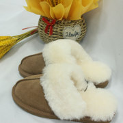 冬季拖鞋羊毛羊皮棉拖豆豆鞋情侣居家保暖可外穿纯色后底拖鞋冬