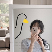 柒页探头的鸭有趣的可爱卡通图案自拍照镜子玻璃门窗装饰贴纸画