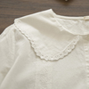 雾里韩版复古法式娃娃领蕾丝，花边长袖衬衫女秋季新打底(新打底)白色衬衣