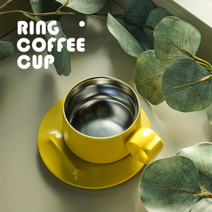 飞形物ringcup指环，咖啡杯子芥末，黄色设计原创礼物景德镇陶瓷