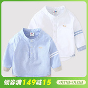 男童立领长袖衬衫2024春装宝宝童装儿童白衬衣tx-9930
