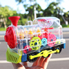抖音同款透明齿轮火车电动万向，车儿童玩具车，模型2-3岁男女孩礼物