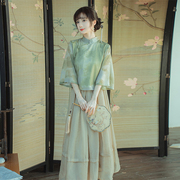 新中式女装旗袍上衣套装，连衣裙夏季中国风民国禅意茶服改良版