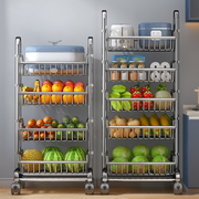 不锈钢厨房菜篮子置物架多层落地可移动放水果蔬菜多功能家用推车
