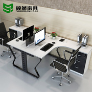 L型办公桌双人位桌椅组合2人办公室员工桌屏风职员卡座4人工作位