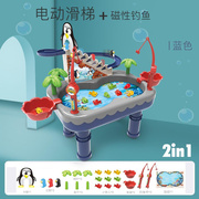 企鹅爬楼梯磁性钓鱼玩具池套装儿童电动小企鹅滑梯宝宝男女孩礼物
