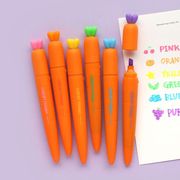 韩国pinkfoot细长胡萝卜荧光笔，手帐头涂鸦笔水彩笔套装6色